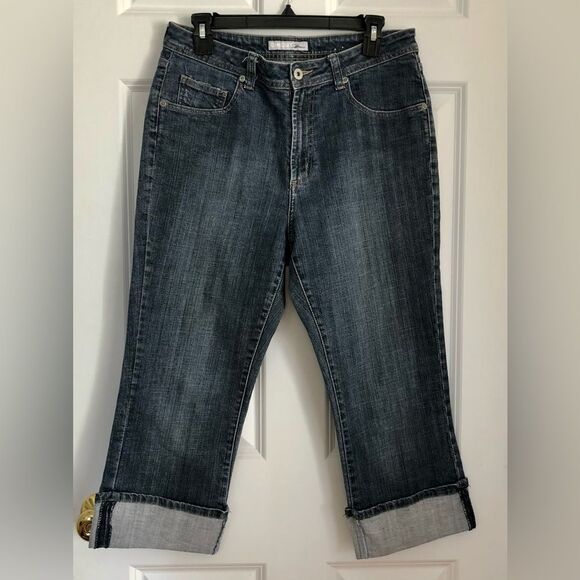 CHICO'S PLATINUM WOMEN'S JEAN'S ZODIAC CROP DEMIN STRECH SIZE 1 (8/10) MEDIUM - Picture 3 of 11